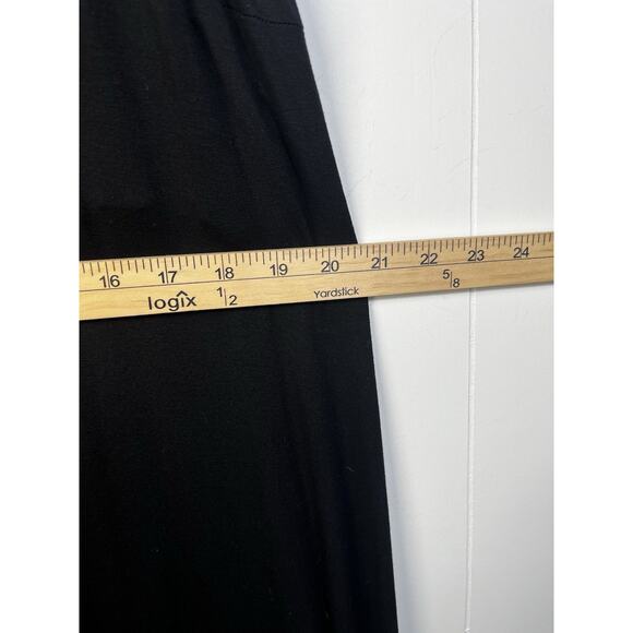 Chicos Asymmetric Hem Crochet Neckline Maxi Dress Black Stretch Size 3/US XL - Picture 6 of 10